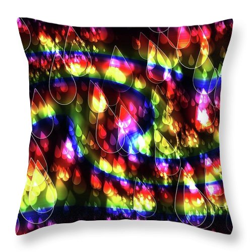 Rainbow Bokeh Raindrops - Throw Pillow