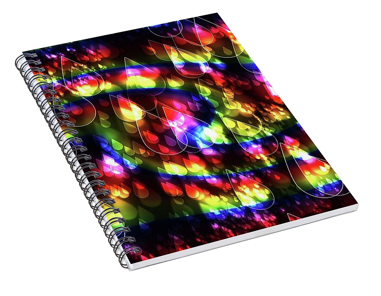 Rainbow Bokeh Raindrops - Spiral Notebook