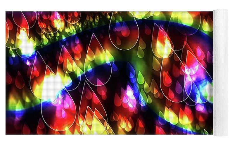Rainbow Bokeh Raindrops - Yoga Mat