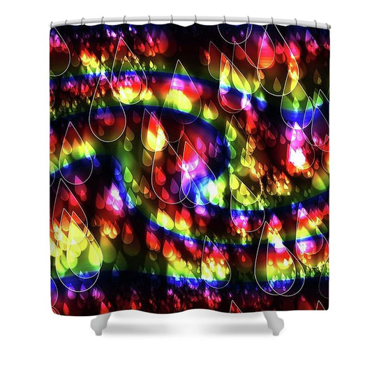 Rainbow Bokeh Raindrops - Shower Curtain