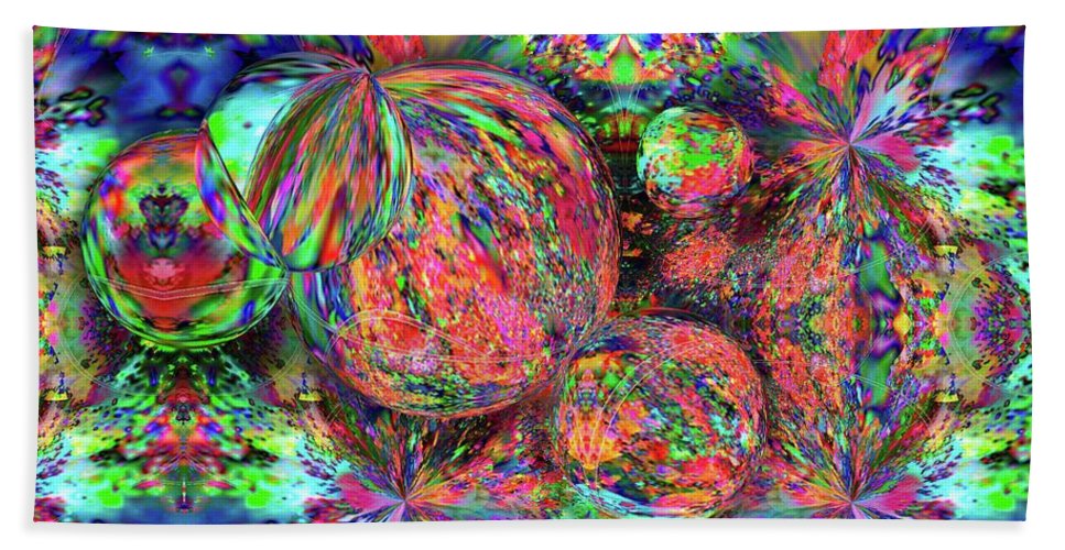 Rainbow Fractal Bubbles - Bath Towel