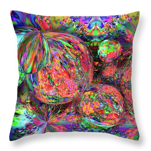 Rainbow Fractal Bubbles - Throw Pillow