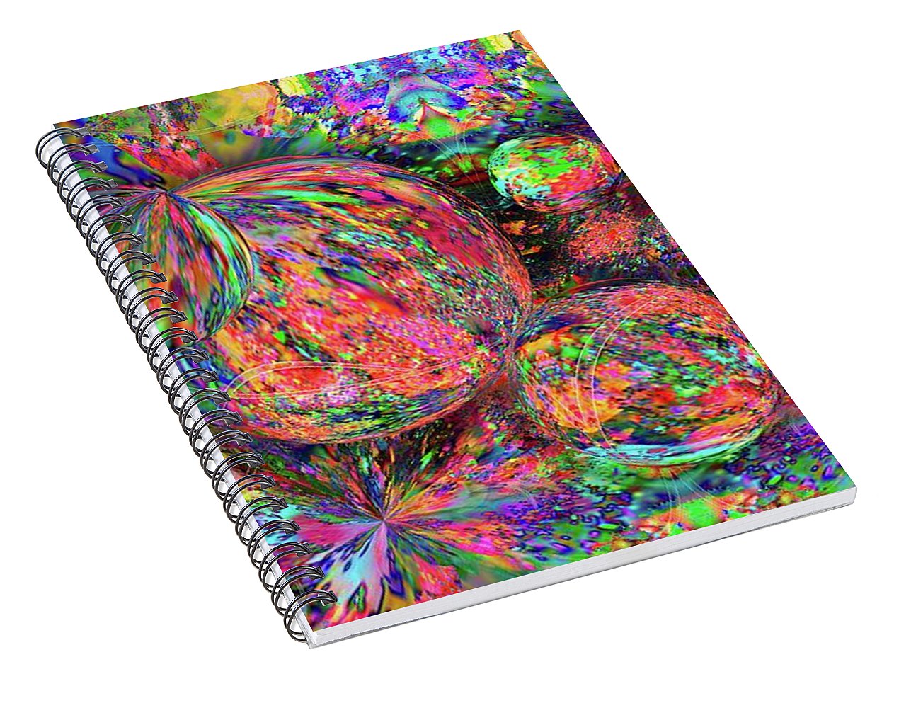 Rainbow Fractal Bubbles - Spiral Notebook