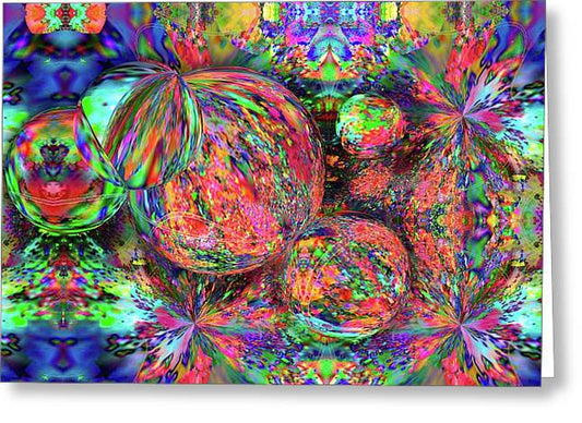 Rainbow Fractal Bubbles - Greeting Card