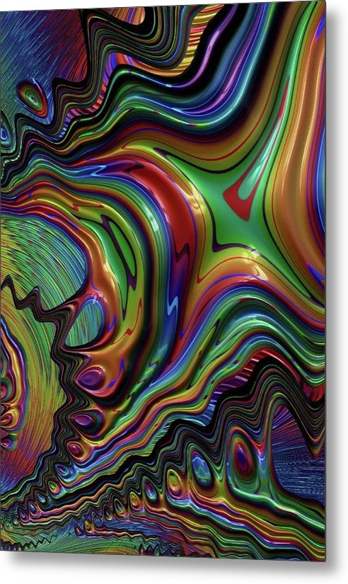 Rainbow Liquid Fractal - Metal Print