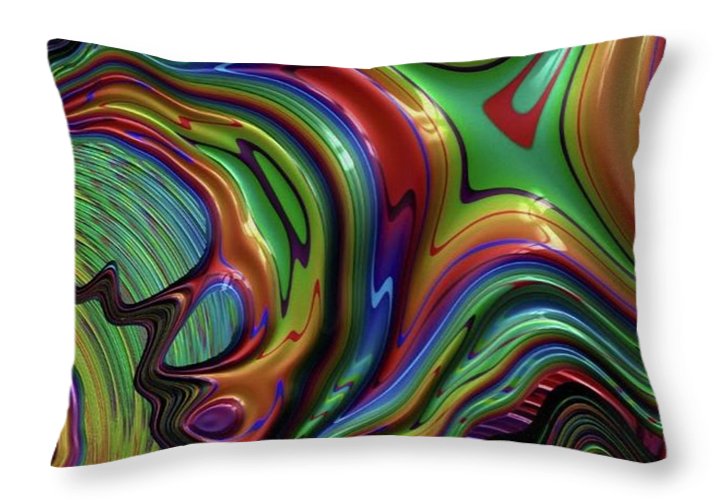 Rainbow Liquid Fractal - Throw Pillow