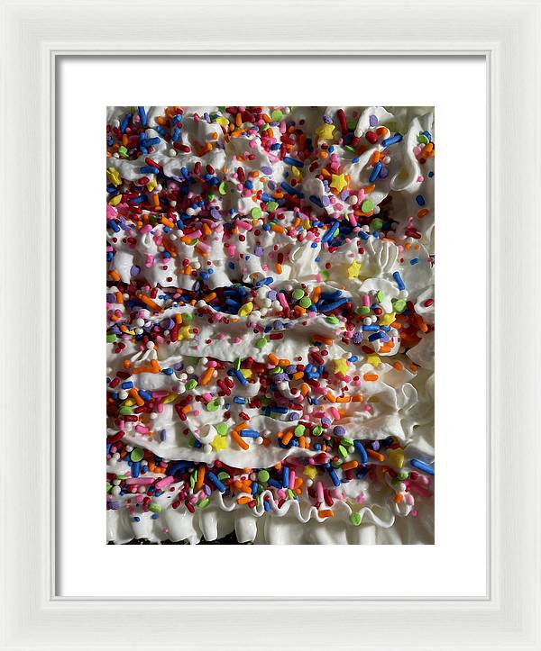 Rainbow Sprinkles On Whipped Cream - Framed Print