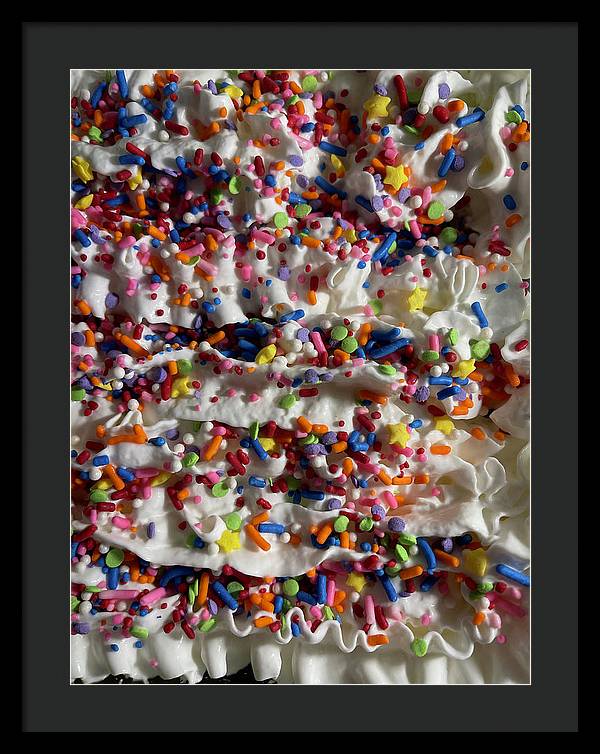 Rainbow Sprinkles On Whipped Cream - Framed Print