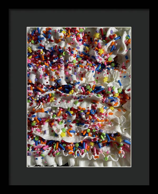 Rainbow Sprinkles On Whipped Cream - Framed Print