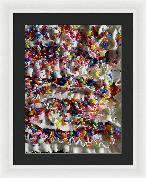 Rainbow Sprinkles On Whipped Cream - Framed Print