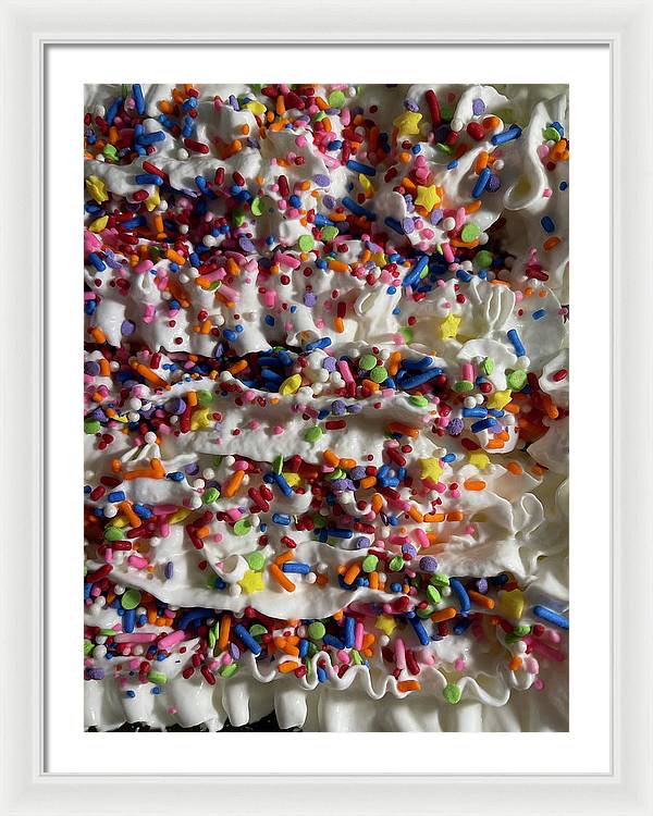 Rainbow Sprinkles On Whipped Cream - Framed Print