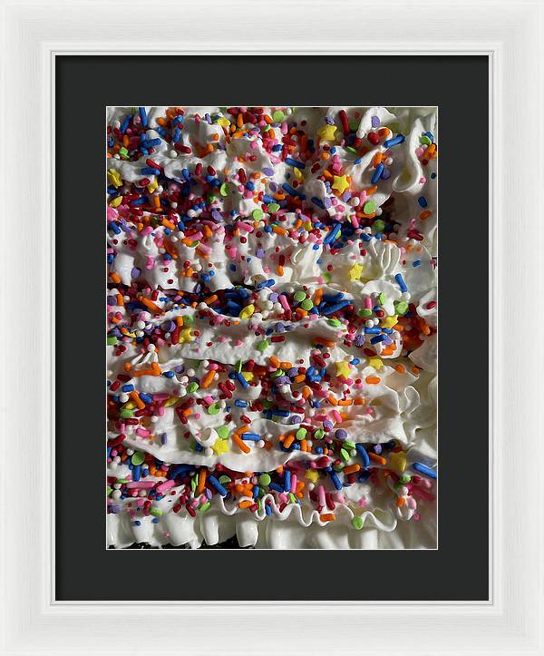 Rainbow Sprinkles On Whipped Cream - Framed Print