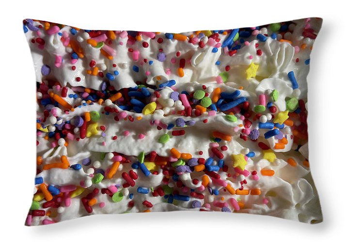 Rainbow Sprinkles On Whipped Cream - Throw Pillow