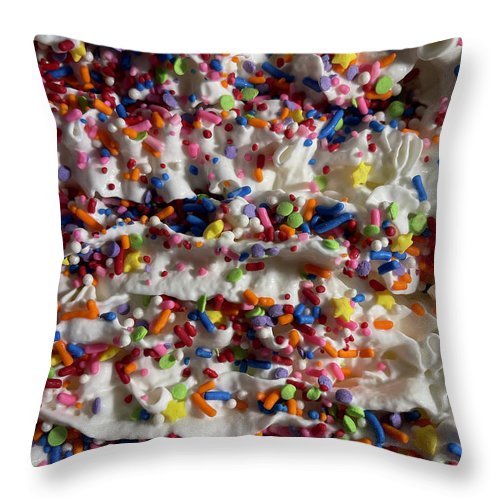 Rainbow Sprinkles On Whipped Cream - Throw Pillow