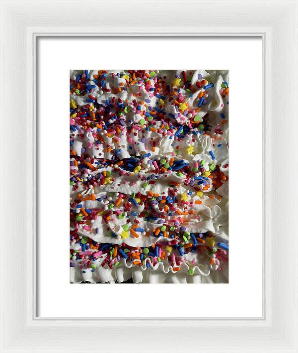 Rainbow Sprinkles On Whipped Cream - Framed Print