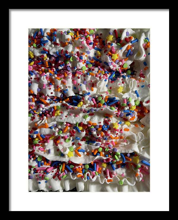 Rainbow Sprinkles On Whipped Cream - Framed Print