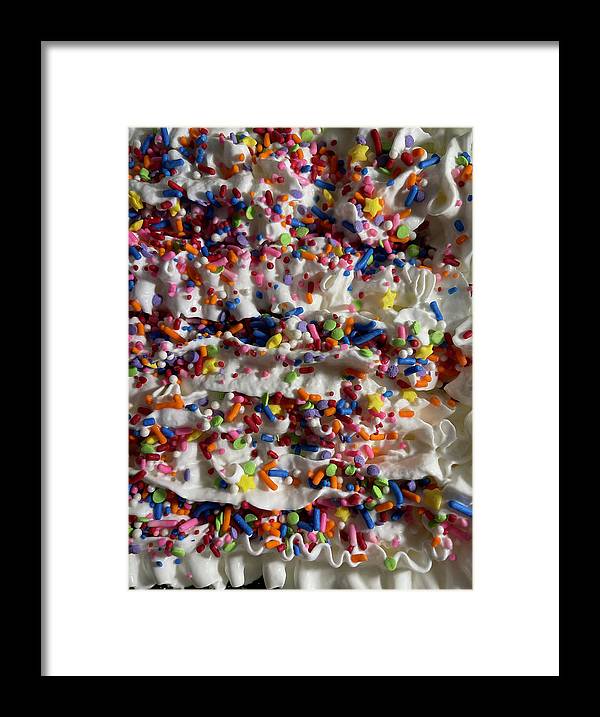 Rainbow Sprinkles On Whipped Cream - Framed Print