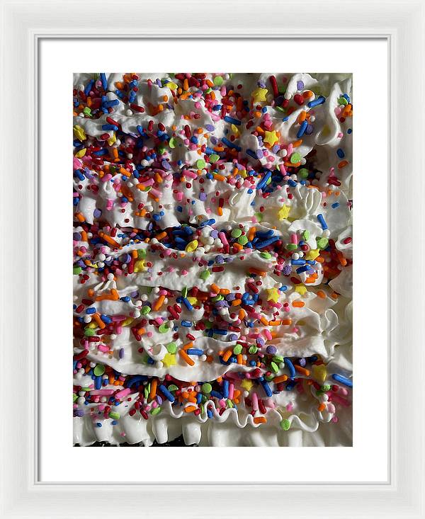 Rainbow Sprinkles On Whipped Cream - Framed Print