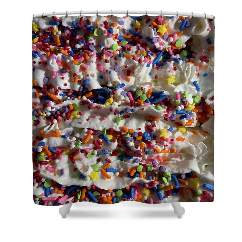 Rainbow Sprinkles On Whipped Cream - Shower Curtain