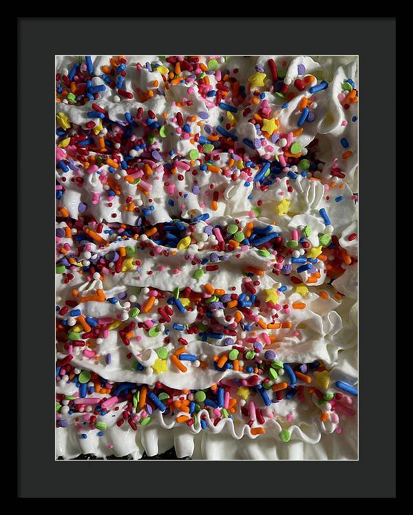 Rainbow Sprinkles On Whipped Cream - Framed Print