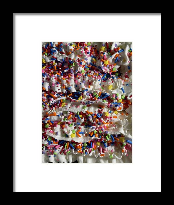 Rainbow Sprinkles On Whipped Cream - Framed Print