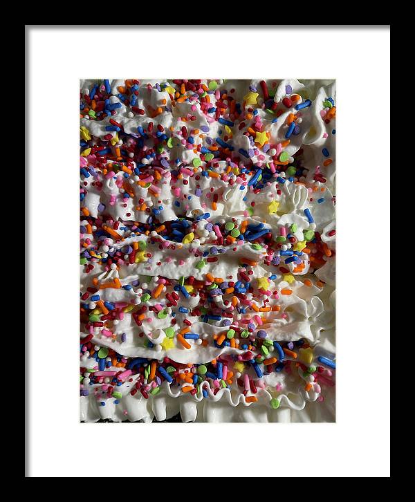 Rainbow Sprinkles On Whipped Cream - Framed Print