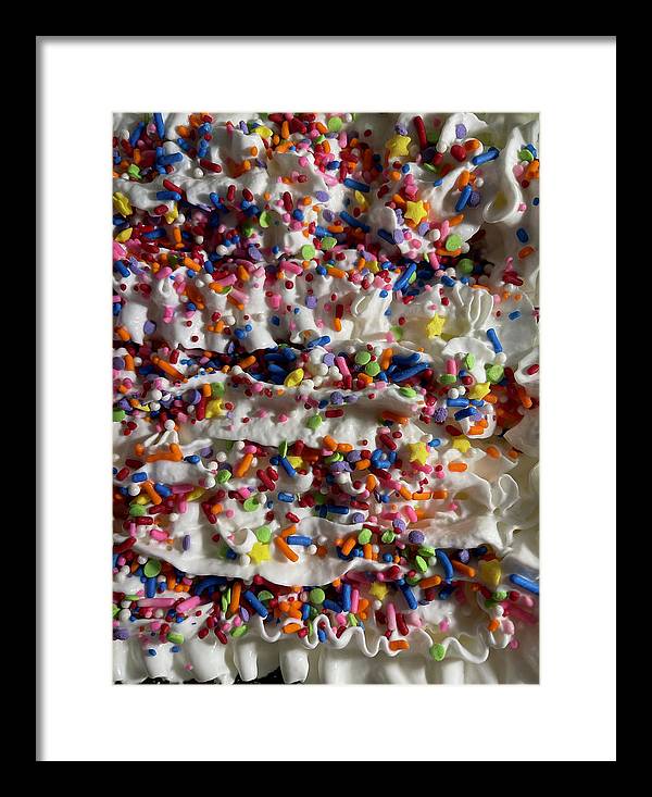 Rainbow Sprinkles On Whipped Cream - Framed Print