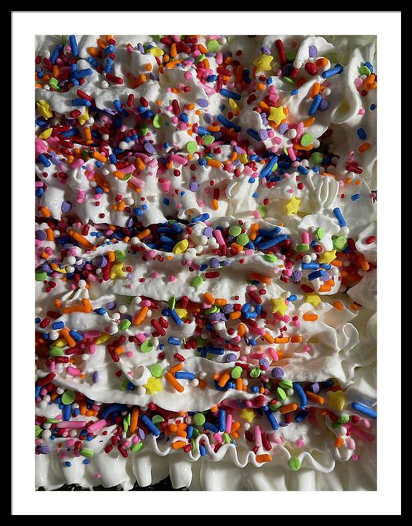 Rainbow Sprinkles On Whipped Cream - Framed Print