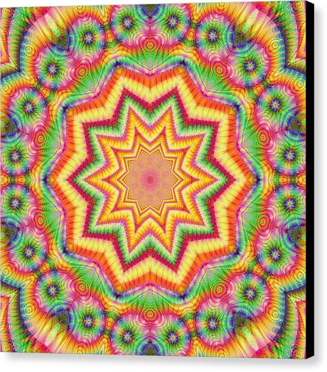 Rainbow Star Fractal Kaleidoscope - Canvas Print