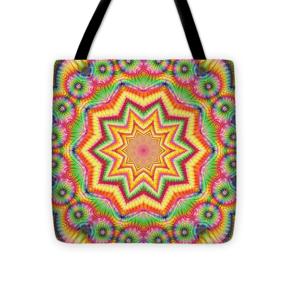 Rainbow Star Fractal Kaleidoscope - Tote Bag
