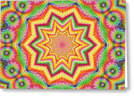 Rainbow Star Fractal Kaleidoscope - Greeting Card