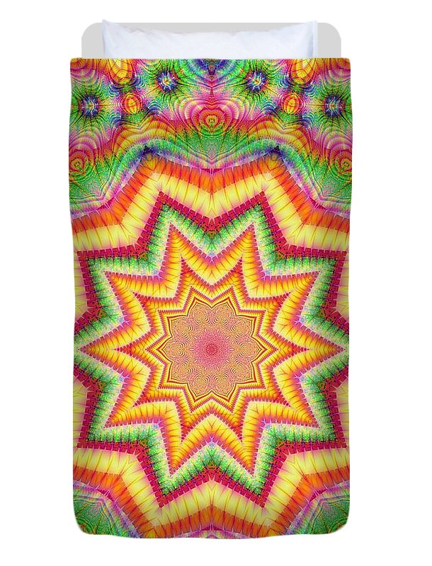 Rainbow Star Fractal Kaleidoscope - Duvet Cover
