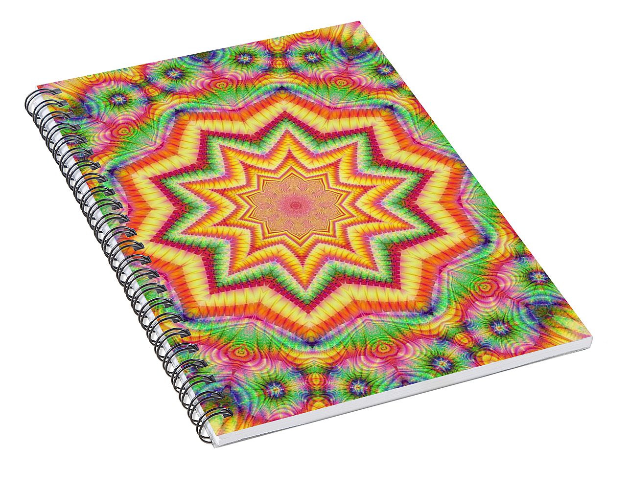Rainbow Star Fractal Kaleidoscope - Spiral Notebook