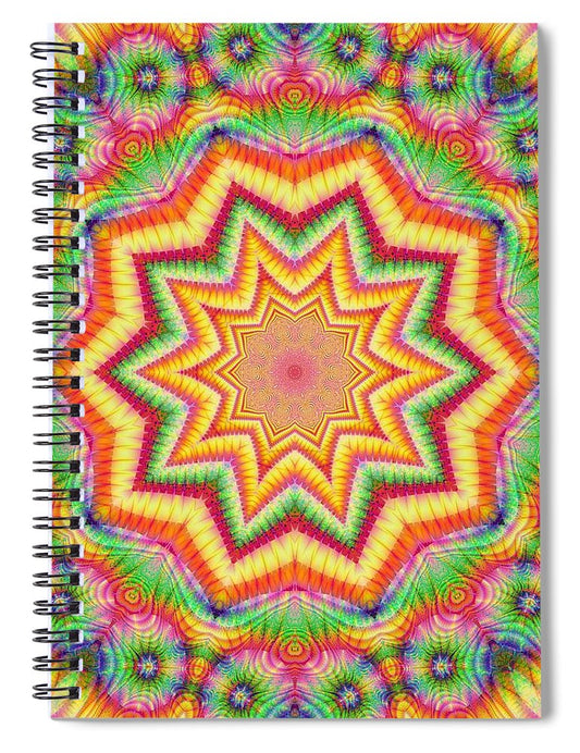 Rainbow Star Fractal Kaleidoscope - Spiral Notebook
