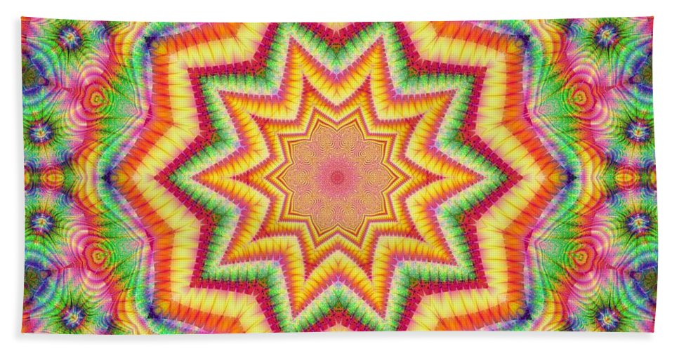Rainbow Star Fractal Kaleidoscope - Beach Towel