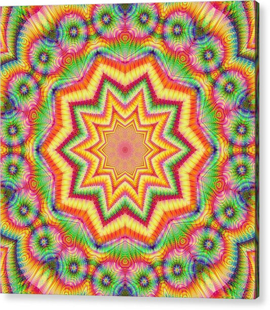 Rainbow Star Fractal Kaleidoscope - Acrylic Print