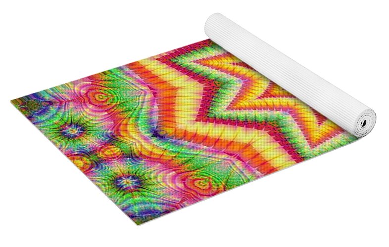 Rainbow Star Fractal Kaleidoscope - Yoga Mat