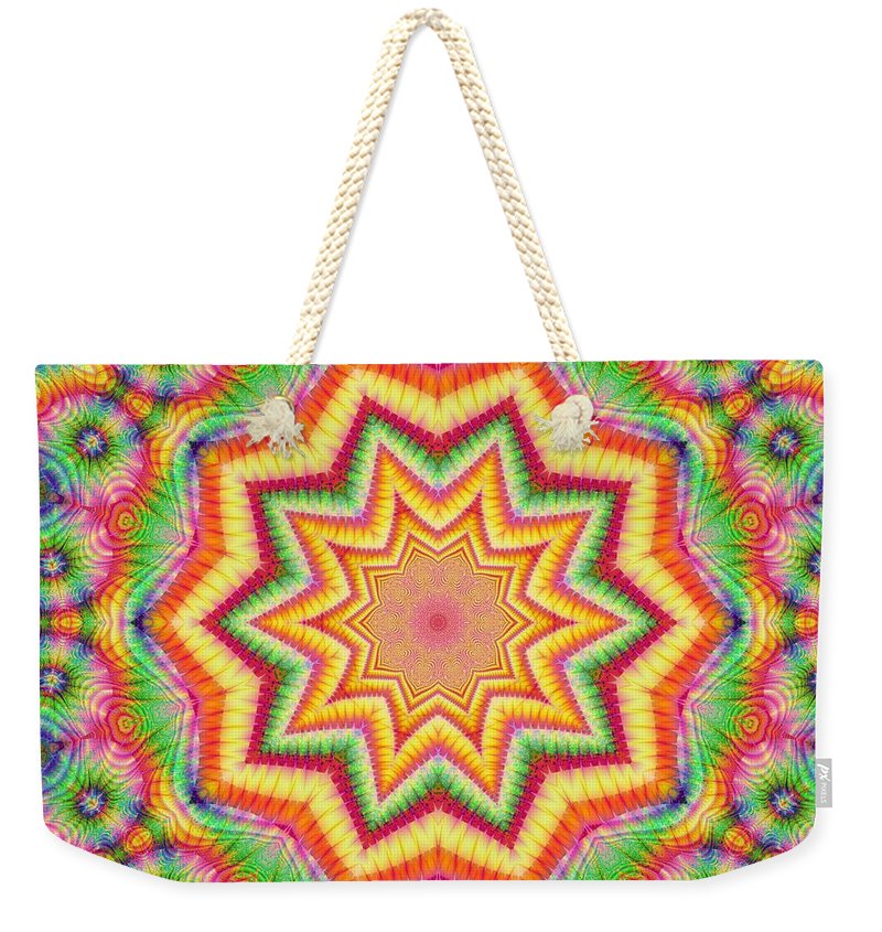 Rainbow Star Fractal Kaleidoscope - Weekender Tote Bag