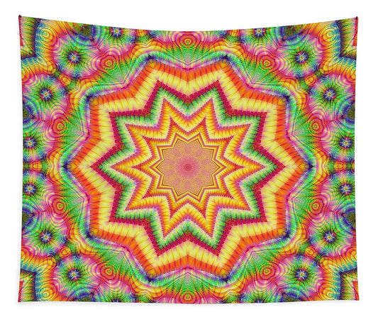 Rainbow Star Fractal Kaleidoscope - Tapestry