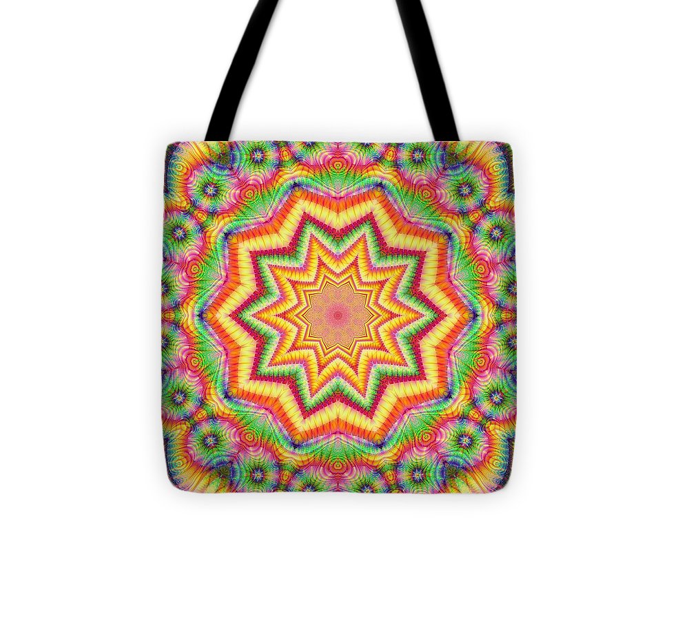 Rainbow Star Fractal Kaleidoscope - Tote Bag
