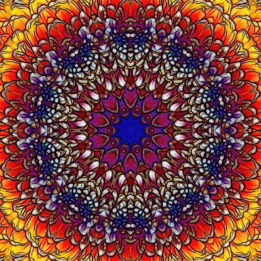 Rainbow Flower Petals Kaleidoscope Digital Image Download