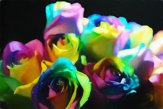 Rainbow Roses Watercolor Digital Image Download