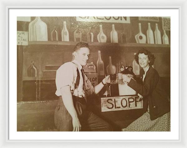 Ray and Shirl At A Bar - Framed Print