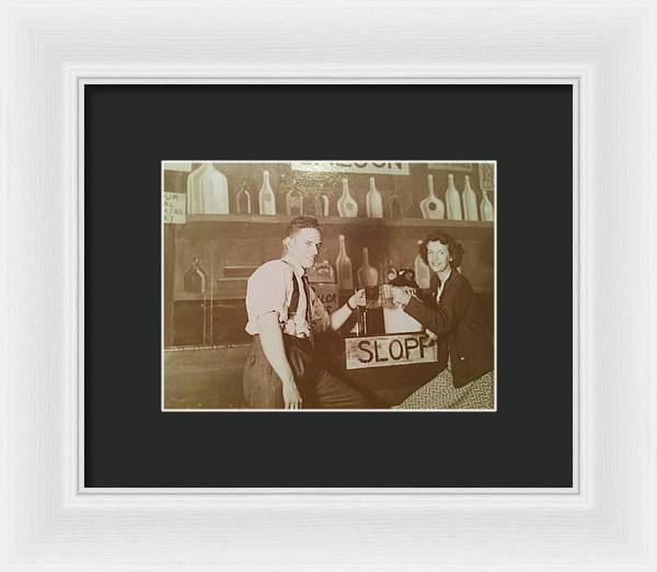 Ray and Shirl At A Bar - Framed Print