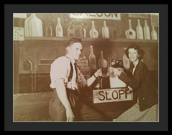 Ray and Shirl At A Bar - Framed Print