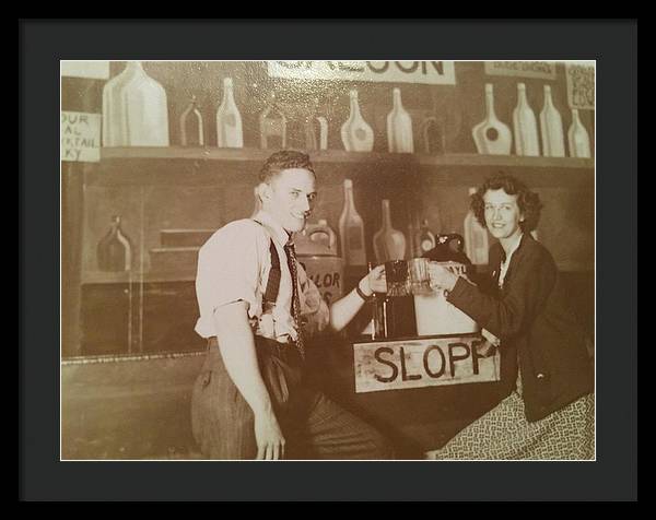 Ray and Shirl At A Bar - Framed Print