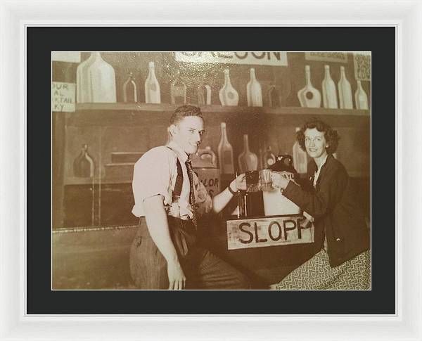 Ray and Shirl At A Bar - Framed Print