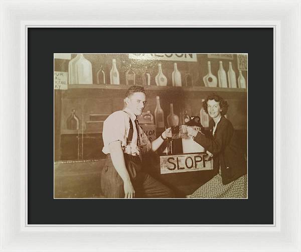 Ray and Shirl At A Bar - Framed Print