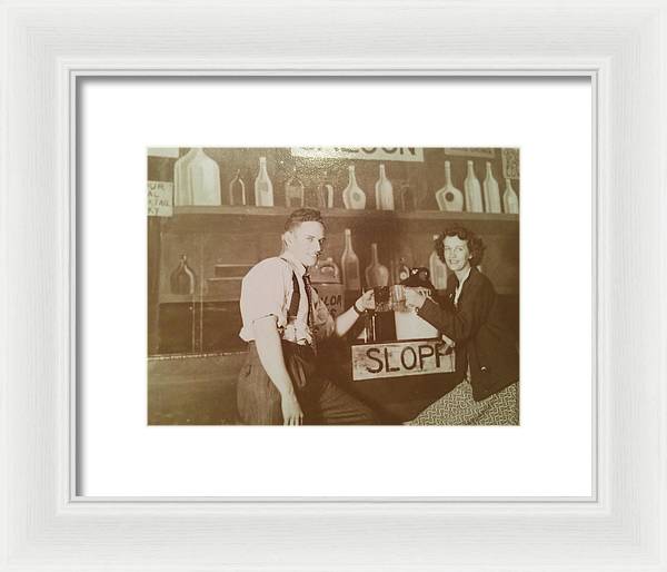 Ray and Shirl At A Bar - Framed Print