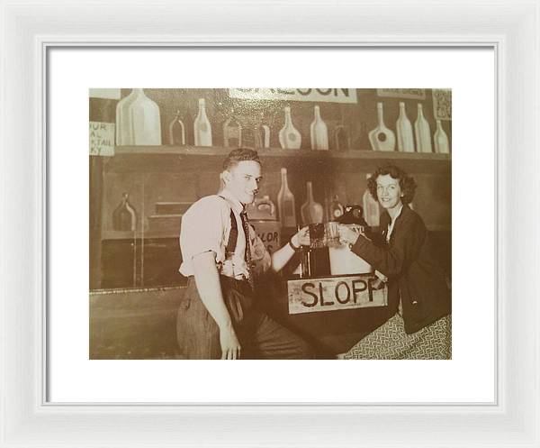 Ray and Shirl At A Bar - Framed Print